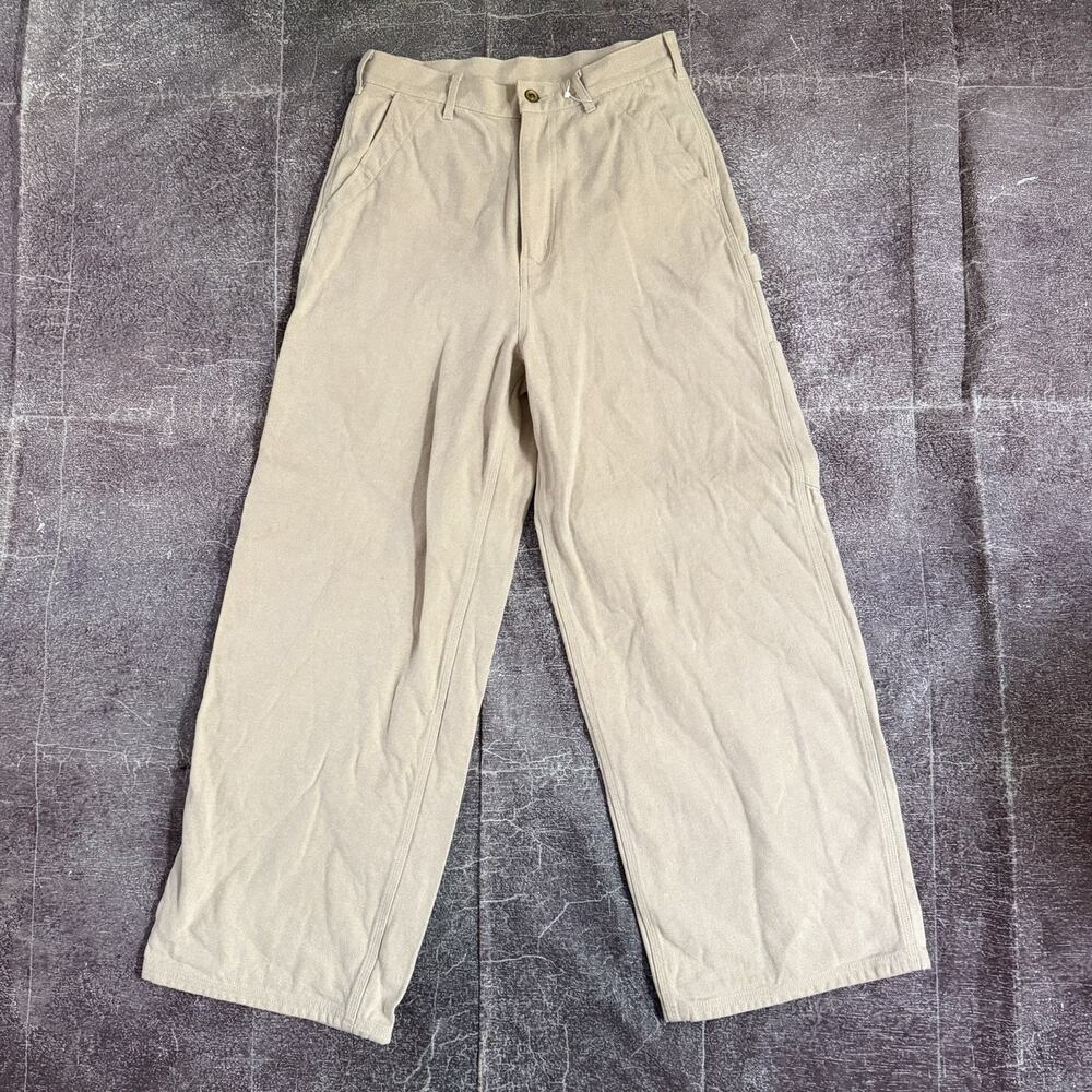 Men's Beauty & Youth United Arrows Beige Wide Barrel Leg Canvas Jeans Sz 30 X 28